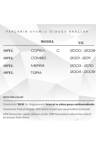 Opel Corsa C, Combo, Meriva, Tigra İçin Vites Tamir Takımı Siyah