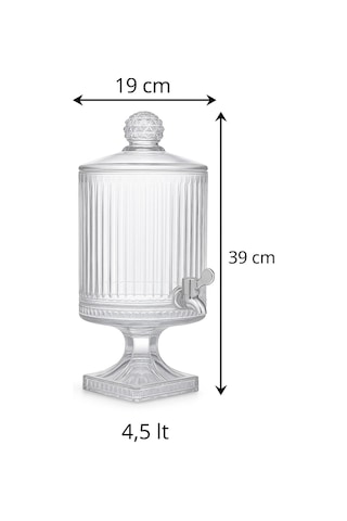 Elysia Desen Cam Şerbet-meyve Suyu-sıvıyağ-su Sebili 4.5 Lt.