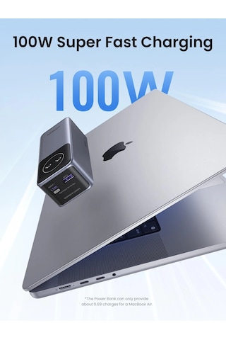 Ugreen Nexode Pro 12.000 Mah 100w Hızlı Şarj Powerbank, 1xusb-c, 1xusb-a, 35526b Gri