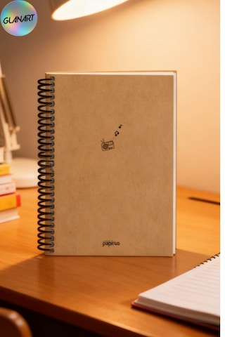 Spiralli 100 Yaprak Çizgili Orta Boy Sert Kapak Defter Kraft Kağıt 16x23 Cm