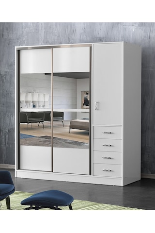 Beenal Samara Sürgülü Kapaklı Şifonyerli Gardırop 200 Cm