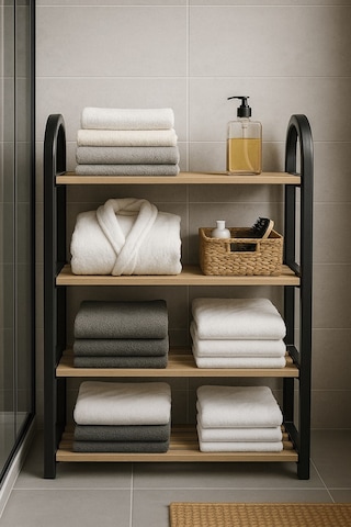 Flex Elite Çok Amaçlı 4 Bölmeli Siyah Ahşap Raf Ayakkabılık, Banyo Ve Mutfak Rafı, Organizer Raf - S-789 Siyah