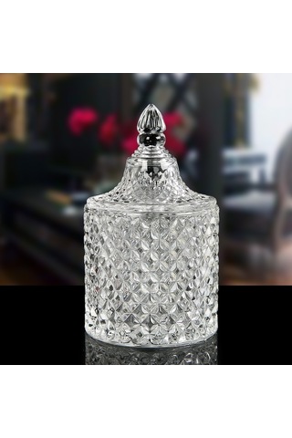 Sones Barok Tarzı Cam Pamuklu Çubuk Kutusu Çok İşlevli Saklama Kovası Kahverengi