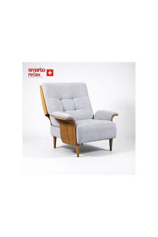Smarto Genova Sabit Ergonomik Ekru Polyester Kumaş Tv Koltuğu Berjer Baba Koltuğu Beyaz