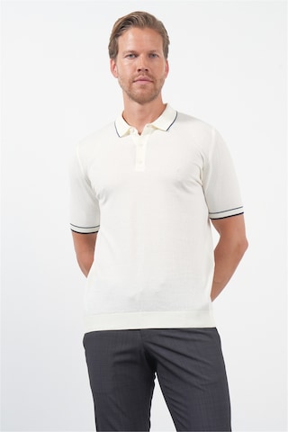 İmza Krem Rengi Polo Yaka Kısa Kol Örme Comfort Fit %100 Pamuk Kazak 1012260151