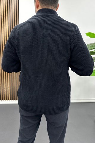 Edwox Erkek Slim Fit Fermuarlı Hırka Lacivert Edw434 Lacivert