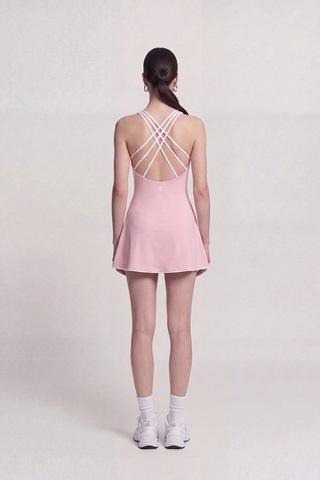 Holly Lolly İçi Şortlu Sırtı İp Detaylı Mini Mariya Elbise Pembe