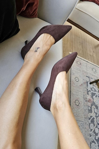 Ops 10 1899 Topukla Kadın Kadeh Topuklu Stiletto Kahve Süet