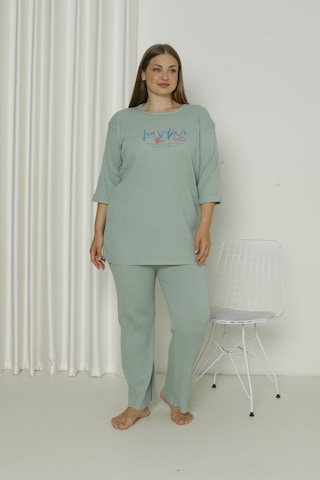 Fames Pijama Yazlık Kaşkorse Büyük Beden Pijama Takım Mint Yeşili