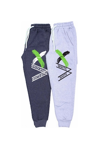Fyk Kids 2 Li Fermuarlı, Baskılı X Collection Erkek Çocuk Eşofman Altı Gri - Füme