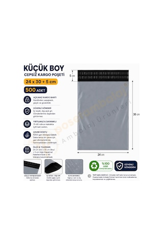 24x30+5 Cm 24x35 Cepsiz Kargo Poşeti 500 Adet