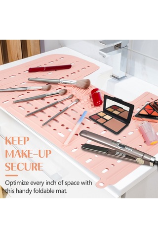 Reedark Silikon Lavabo Kapağı Çok Amaçlı: Katlanabilir Makyaj Fırça Temizleme Matı - 55.5x42.5 Cm Siyah Siyah