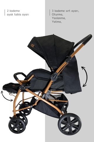 Bebegold Pusetli Bebek Arabasi Travel Çift Yön Tam Yatış Pozisyo