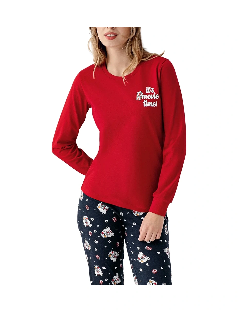 Rolypoly Rp3678-s Anne Kız Kışlık İkili Pijama Takım Anne Kırmızı