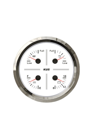 KUS 4'lü Temiz Su + Atık Su + Gri Su + 12V Voltmetre Göstergesi Beyaz 111mm