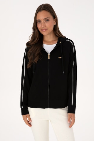 U.S. Polo Assn. Kadın Siyah Fermuarlı Kapüşonlu sweatshirt 50314187-VR046