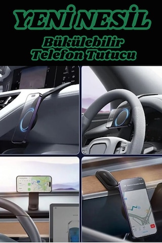 Bükülebilir Esnek Telefon Tutucu İphone Yeni Nesil Manyetik Mıknatıslı Araç İçi Telefon Tutucu SİYAH-GRİ