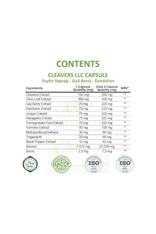 Gökçek Şifa Yoğurt Otu LLK (Cleavers Llc Capsule) 60 Kapsül