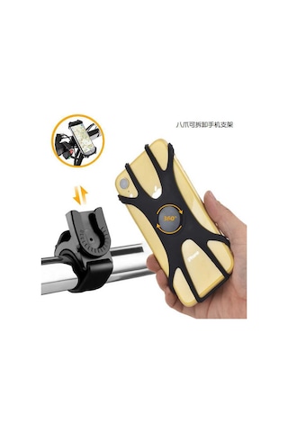 Xindoker Bisiklet Ve Motosiklet İçin Çıkarılabilir 8 Parmaklı Telefon Tutucu - Gps Navigasyon Ve Dışarıda Kullanım İçin Araç Üstü Sabitleyici Siyah