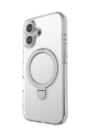 Apple Uyumlu iPhone 16 Kılıf Magsafe Raptic Air Stand Serisi Buzlu Transparan Standlı Kapak Şeffaf Şeffaf
