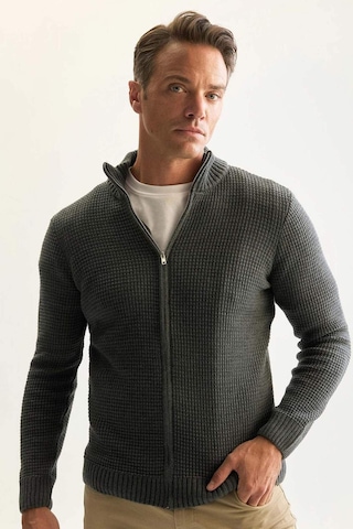 DeFacto Standart Fit Normal Kesim Yarım Balıkçı Yaka Fermuarlı Waffle Hırka R1195AZNSAR4