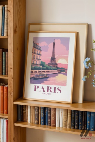 Paris Seyahat Posteri, Ahşap Çerçeveli Duvar Tablosu - Seyahat Severlere Hediye