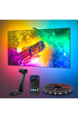 55-65 İnç Tv'ler Ve Pc İçin Çift Kameralı Govee Envisual Tv Arka Işığı T2, Dekorasyon İçin Alexa Ve Google Assistant İle Uyumlu Rgbıc Wifi Tv Led Arka Işığı Siyah