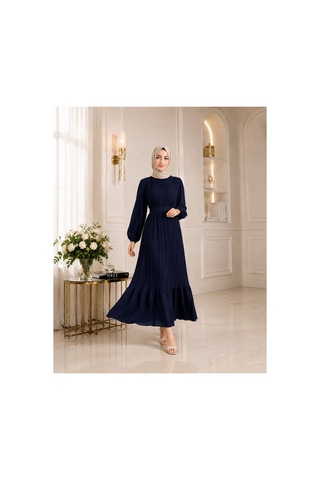 Unika Boutique Kadın Şifon Pileli Elbise Lacivert
