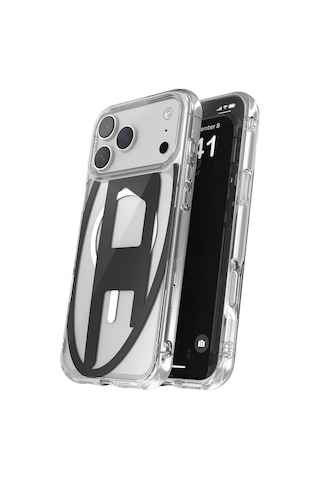 Diesel Apple iPhone 17 Pro Max Uyumlu Magsafe Destekli Oval D Metalik Kılıf - Siyah
