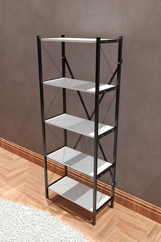 Makbulce 5 Raflı Metal Kitaplık Beyaz