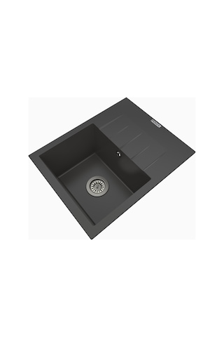 Polex Cristalüx Granit Evye P-S60 Antrasit Tezgah Altı Ve Tezgah Üstü Kare Mutfak Evyesi 60.5x49.5 CM