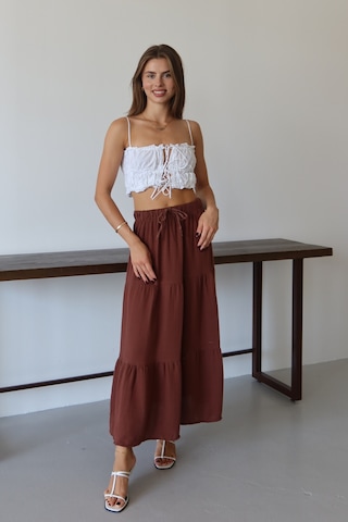 Balenbi Kadın Basic Beli Bağcıklı Müslin Etek 1104 Kahverengi