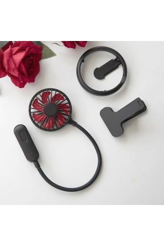 Asma Boyun Kulaklık Klipsli Fan Öğrencisi Yurt Taşınabilir Usb Katlanır Mini Fan Yeşil 3251 Yeşil