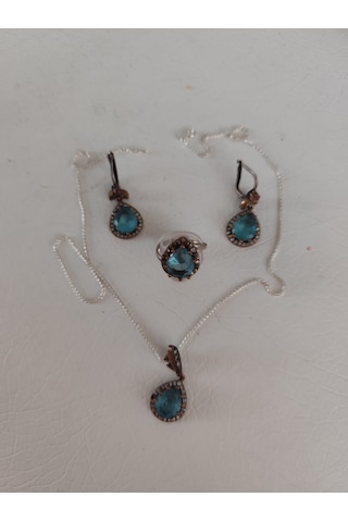Safir Ve Zirkon Gümüş Set Bronz