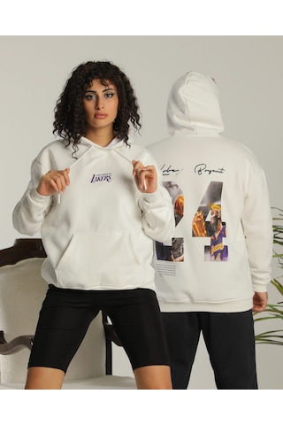 Evgili Kombini Çift Unisex Oversize Baskılı Sweatshirt Beyaz