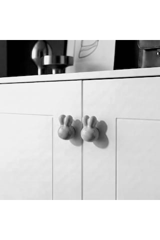 Modern Tavşan Kulp Bebek Çocuk Genç Odası Çekmece Dolap Mobilya Kulpu Gri