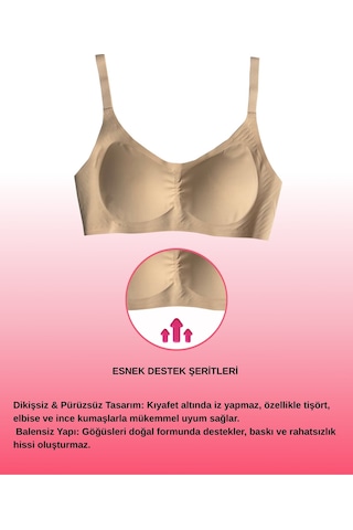 Alya Underwear Kadın Dikişsiz Sütyen Çıkarılabilir Yuvarlak Kaplı Lazer Kesim Görünmez Sütyen Siyah Ten Rengi