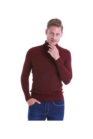 Hatemoğlu Bordo Regular Fit Düz Balıkçı Yaka Triko Yün Kazak Bordo