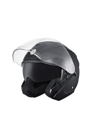 Motoanl Motosiklet Güneş Vizörlü Moto Yarım Açık Kask Siyah
