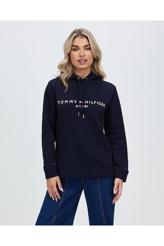 Tommy Hilfiger Bayan Kapşonlu Sweatshirt Siyah