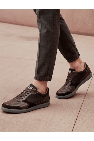 Cabani Kahverengi Hakiki Deri Erkek Sneaker Ayakkabı