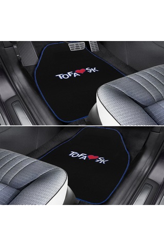 Tofaş Şahin Doğan Kartal Uyumlu Siyah Halı Paspas 5'li Set Mavi Şeritli Nakışlı Oto Paspas Takımı