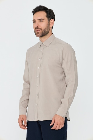 White Stone Krem Rengi Dynamic Fit Uzun Kollu Erkek Gömlek