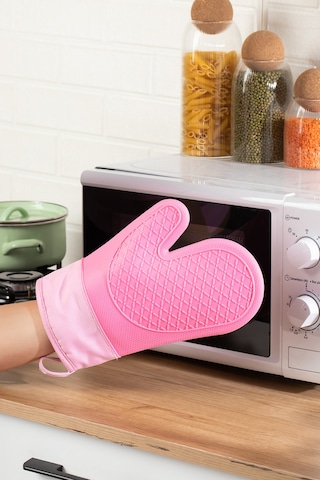 Porsima 3137-2 Silikon Yanmaz Yapışmaz Fırın Eldiveni Pembe Pembe
