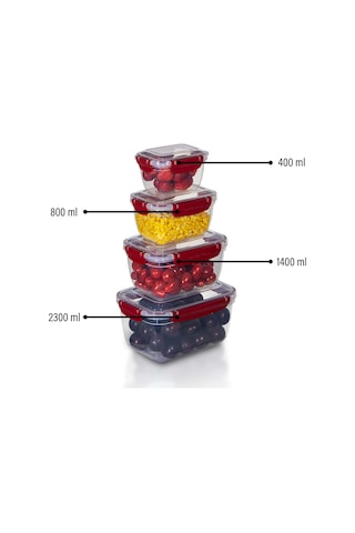 4'lü Master Dikdörtgen Saklama Kapları 400 ML - 800 ML - 1400 ML - 2300 ML 001