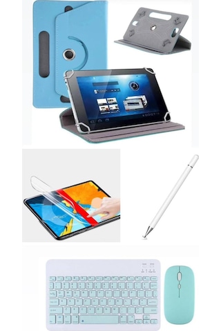 Apple Uyumlu iPad Air 2 9.7 2017 4in1 Set Klavye Mouse Kılıf Kalem Ekran Koruyucu