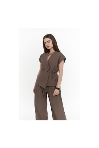 Mai Collection Mai Studios Co. Sorrenio Açık Kahve Yelek Pantolon Takım Acık Kahve Açık Kahverengi