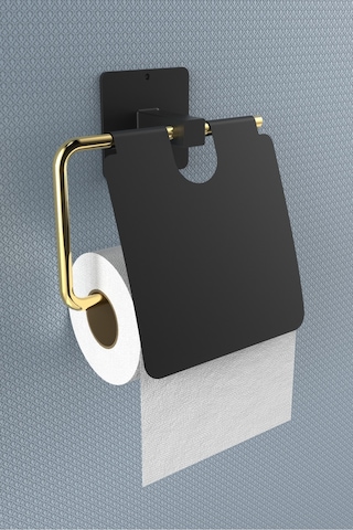Karteya Yapışkanlı Kapaklı Paslanmaz Gold Tuvalet Kağıdı Tutacağı/tuvalet Wc Kağıtlık Gold