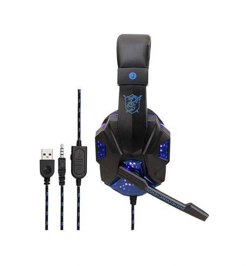 Fastbuy Sy830mv Oyuncu Kulaklığı: Ayarlanabilir Mikrofon, Ses Kontrolü, Işıklı, Aux+usb Bağlantısı, Siyah-mavi