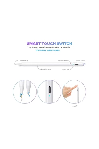 Apple Uyumlu iPad  Stylus Dokunmatik Kalem Palm Rejection Mıknatıslı Eğilmeye D